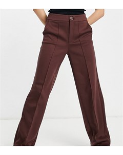 Шоколадно коричневые свободные брюки с широкими штанинами и прошитыми стрелками в винтажном стиле Stradivarius