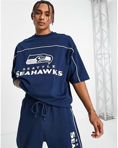 Темно синяя футболка от комплекта с принтом клуба НФЛ Seattle Seahawks Asos design