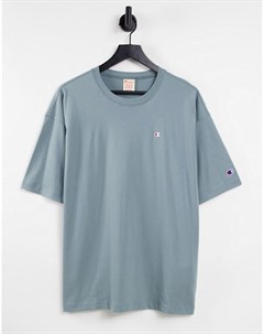 Голубая oversized футболка с маленьким логотипом Reverse Weave Champion