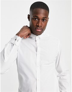 Белая рубашка узкого кроя с воротником стойкой со скошенными концами French connection