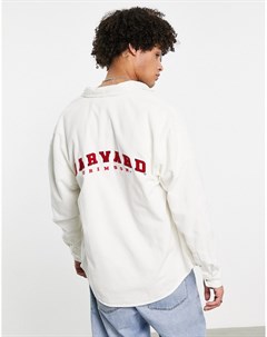 Oversized рубашка из вельвета с университетской вышивкой Harvard сзади в стиле 90 х Asos design