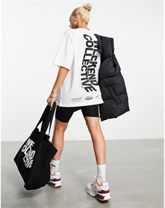 Белая oversized футболка с волнистым логотипом на спине Asos weekend collective