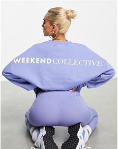 Свитшот выбеленного синего цвета с большим логотипом на спине от комплекта Asos weekend collective