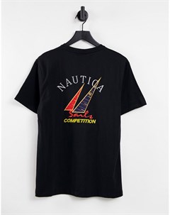 Черная футболка с принтом на спине Nautica competition