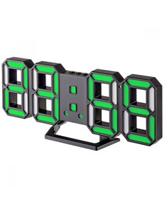 Часы будильник Luminous 2 черный корпус зелёная подсветка Perfeo