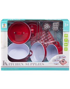 Набор игровой Посуда металлическая красная 8 предметов WK 14792 Junfa