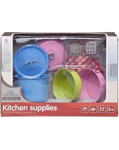 Набор игровой Посуда металлическая разноцветная 9 предметов WK 14805 Junfa
