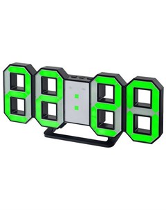 Часы будильник Luminous черный корпус зелёная подсветка Perfeo