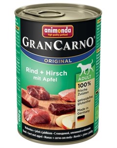 Консервы Gran Carno Original Adult для взрослых собак 400 г С говядиной олениной и яблоком Animonda