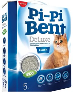 Наполнитель DeLuxe глиняный комкующийся для кошек 5 кг Classic Pi-pi bent