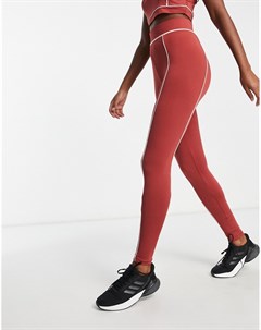 Спортивные леггинсы с контрастными швами рыжего цвета от комплекта Threadbare fitness