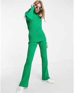 Зеленые трикотажные брюки от комплекта в рубчик Asos design