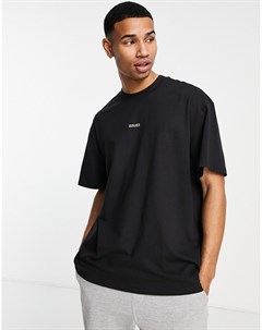 Черная футболка в стиле oversized с принтом спереди Only & sons