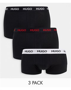 Набор из 3 боксеров брифов черного цвета с логотипом на поясе Hugo Hugo bodywear