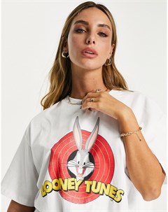 Белая oversized футболка с принтом Багза Банни Looney Tunes Na-kd