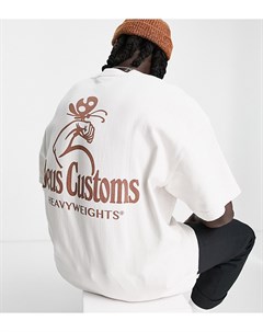 Бежевая футболка с принтом Heavyweights на спине эксклюзивно для ASOS Deus ex machina