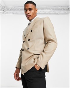 Двубортный пиджак коричневого цвета Premium Jack & jones