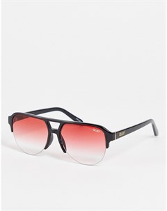 Черные солнцезащитные очки авиаторы с розовыми линзами и планкой сверху Quay Quay australia