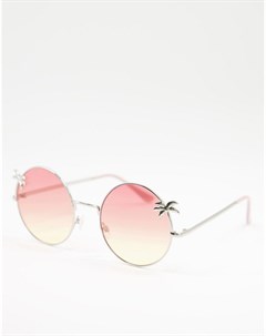Круглые солнцезащитные очки с отделкой в виде пальм Aj morgan
