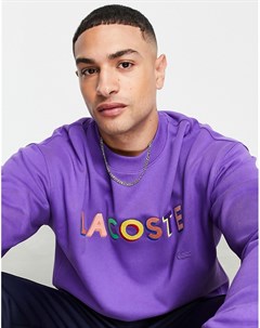 Фиолетовый свитшот с круглым вырезом и текстовым логотипом Lacoste