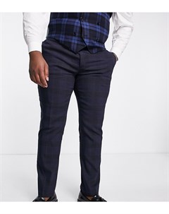 Зауженные брюки темно синего цвета в клетку Anderson Plus Twisted tailor