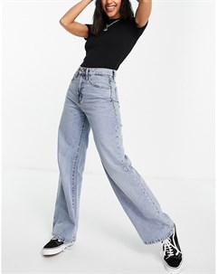 Голубые выбеленные джинсы с широкими штанинами и завышенной талией Hope Only