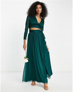 Мягкая юбка макси темно зеленого цвета цвета от комплекта Bridesmaid Asos design
