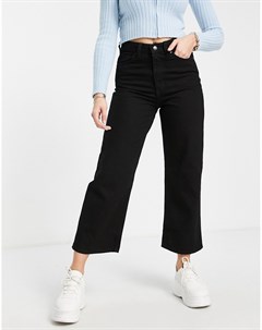 Укороченные широкие джинсы из органического хлопка винтажного черного цвета Mozik Monki