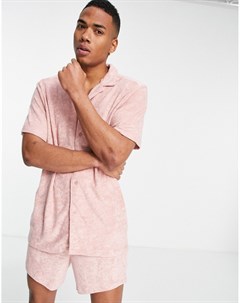 Пастельно розовые махровые шорты и рубашка для дома Asos design