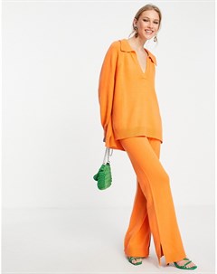 Оранжевые вязаные брюки с широкими штанинами Lunette Edited