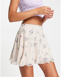 Сетчатая юбка мини с оборками и цветочным принтом Asos design