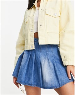 Теннисная джинсовая мини юбка со складками в винтажном стиле Daisy street