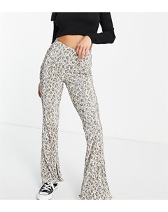 Расклешенные плиссированные брюки с леопардовым принтом Petite Topshop