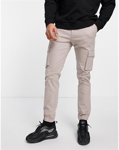 Бежевые узкие брюки с карманами карго Asos design