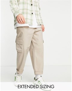 Бежевые брюки карго с широкими штанинами Asos design