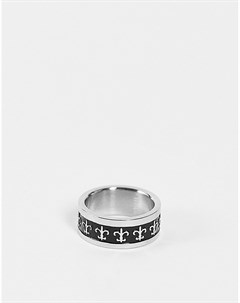 Широкое кольцо из нержавеющей стали с геральдической лилией Asos design