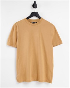 Светло коричневая меланжевая футболка из смесового органического хлопка с круглым вырезом Asos design