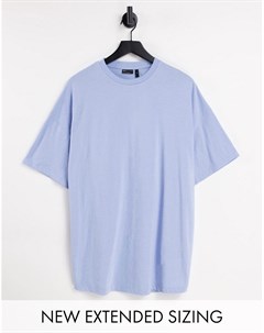 Голубая меланжевая oversized футболка из смесового органического материала с круглым вырезом Asos design