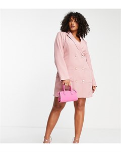Розовое двубортное платье блейзер x Liberty In the style plus