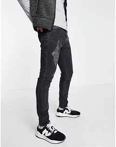 Супероблегающие рваные джинсы выбеленного черного цвета Abercrombie & fitch