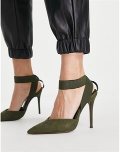 Туфли цвета хаки на высоком каблуке с эластичным ремешком Pantha Asos design