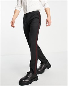 Черные классические брюки с атласными полосками по бокам Hugo
