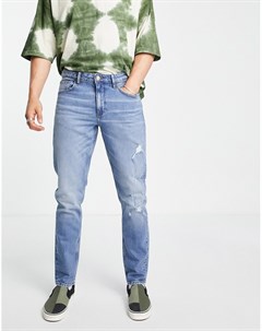 Эластичные узкие джинсы из смесового органического хлопка выбеленного оттенка с потертостями Asos design