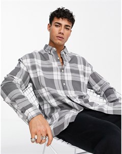 Клетчатая oversized рубашка серого цвета в стиле 90 х Asos design