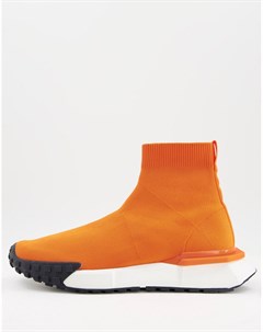 Оранжевые трикотажные кроссовки на двухцветной подошве Asos design
