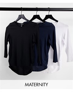 Набор из 3 футболок разных цветов с рукавами длиной 3 4 New look maternity