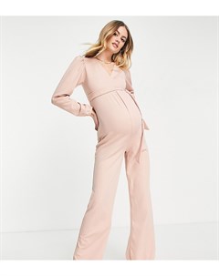 Розовый комбинезон с широкими штанинами и запахом Missguided maternity