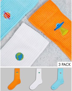Набор из 3 пар спортивных носков с вышивкой планет Asos design