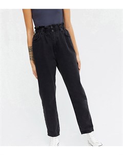 Черные джинсы в винтажном стиле с присборенной талией New look petite