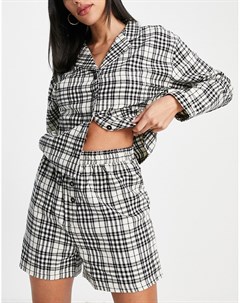Пижамный комплект из рубашки с длинными рукавами и шорт в винтажную клетку Wednesday's girl